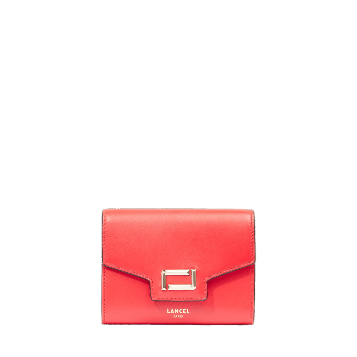 Angèle rectangular leather flap wallet - Rouge Baiser