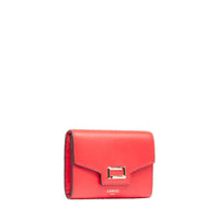 Angèle rectangular leather flap wallet - Rouge Baiser
