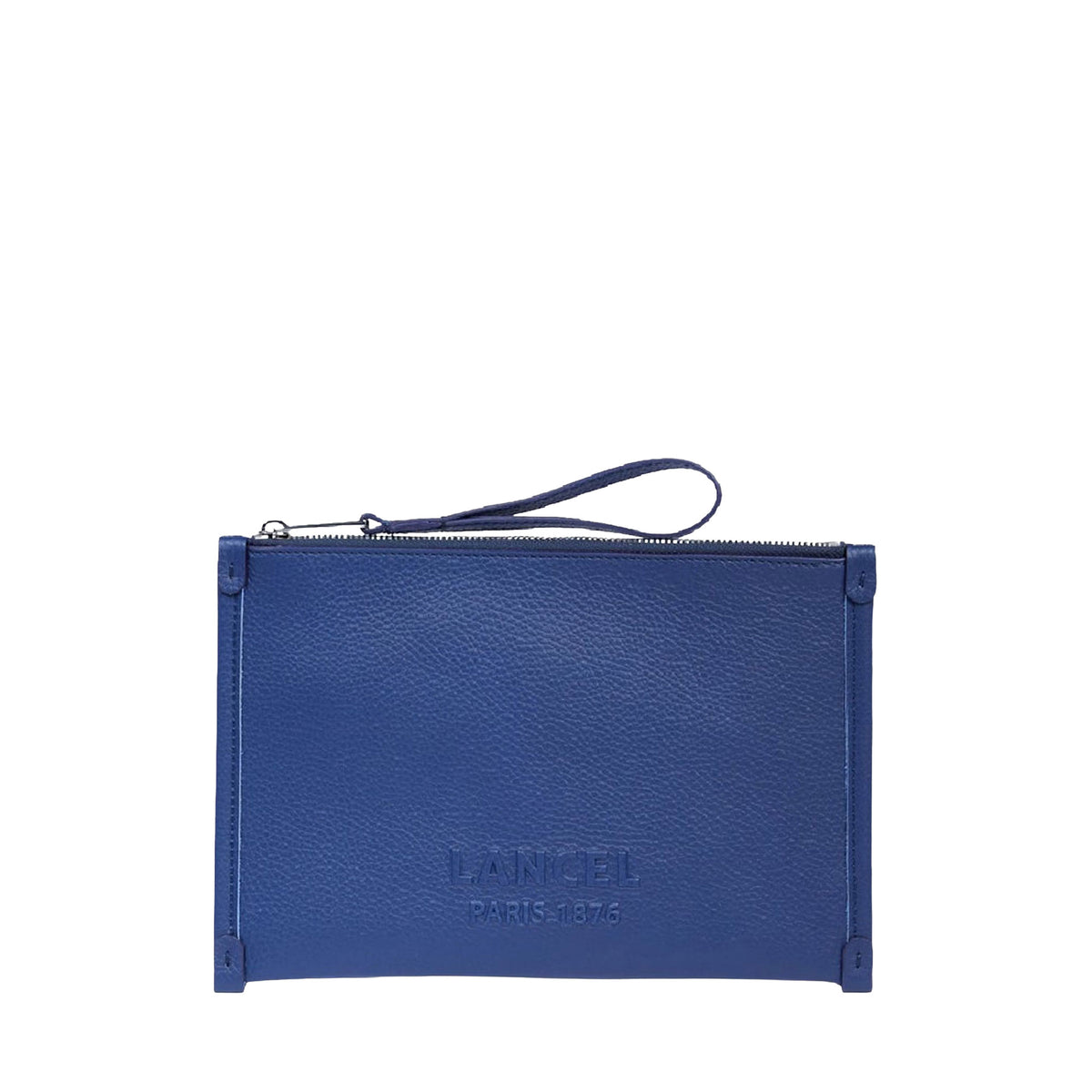 Small S Jour zipped leather clutch bag - Ultramarine