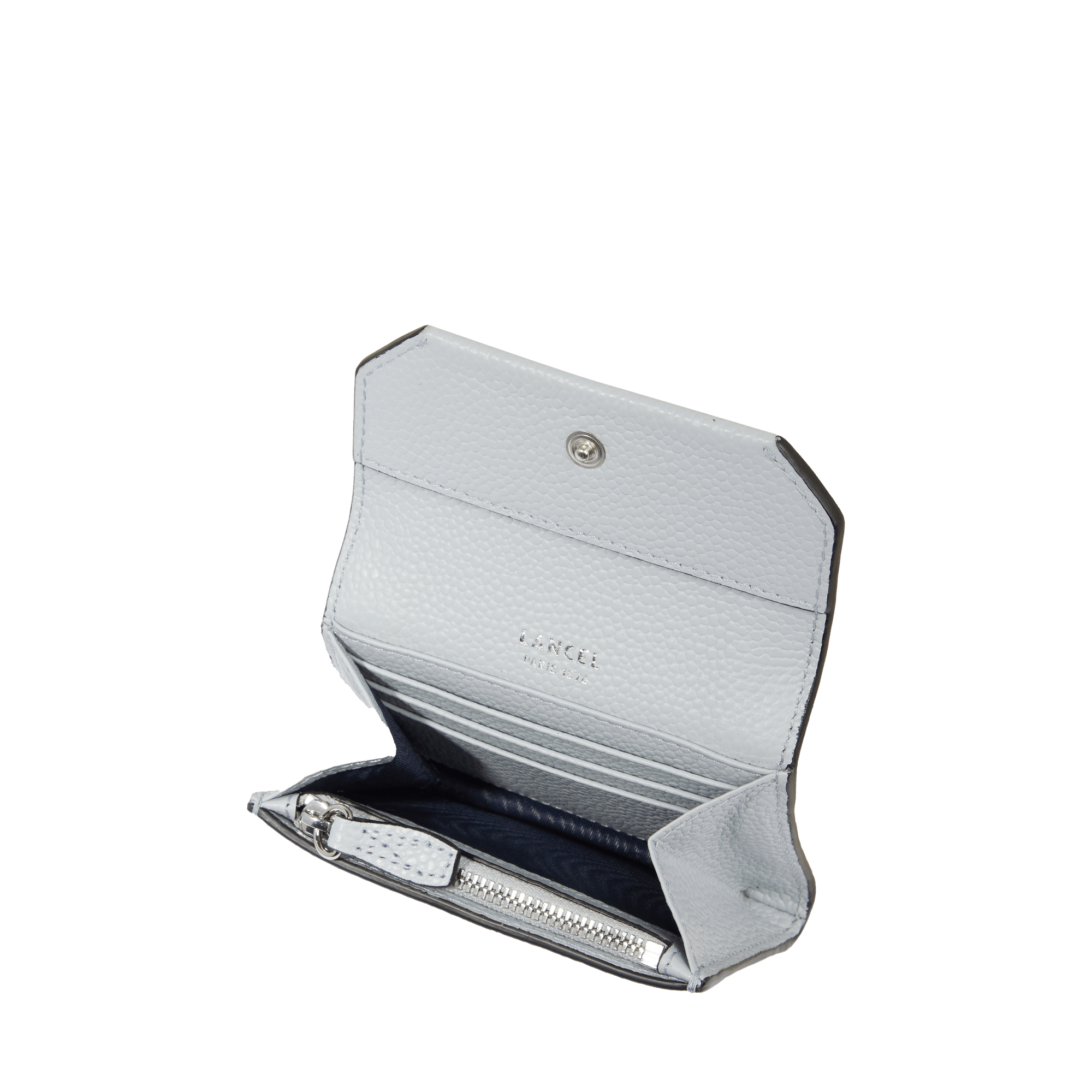 Mini portefeuille rabat Ninon en cuir grainé - Opaline