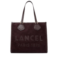 Large zipped leather tote bag - Chocolate