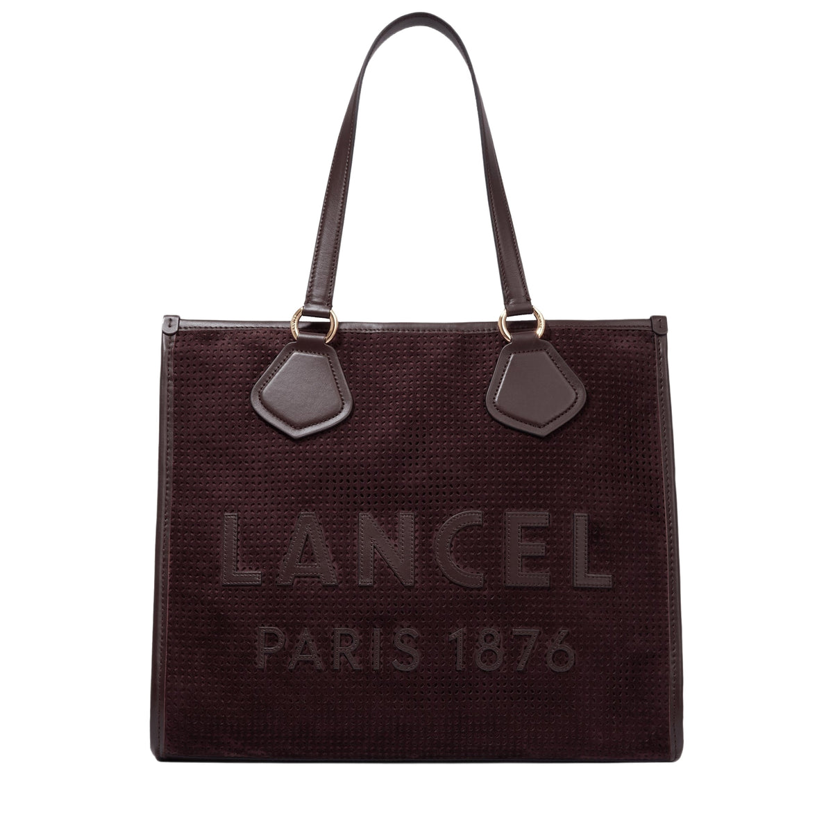 Large zipped leather tote bag - Chocolate