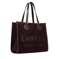 Sac cabas zippé L en cuir - Chocolat