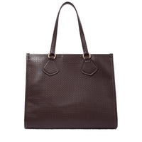 Sac cabas zippé L en cuir - Chocolat