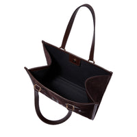 Sac cabas zippé L en cuir - Chocolat