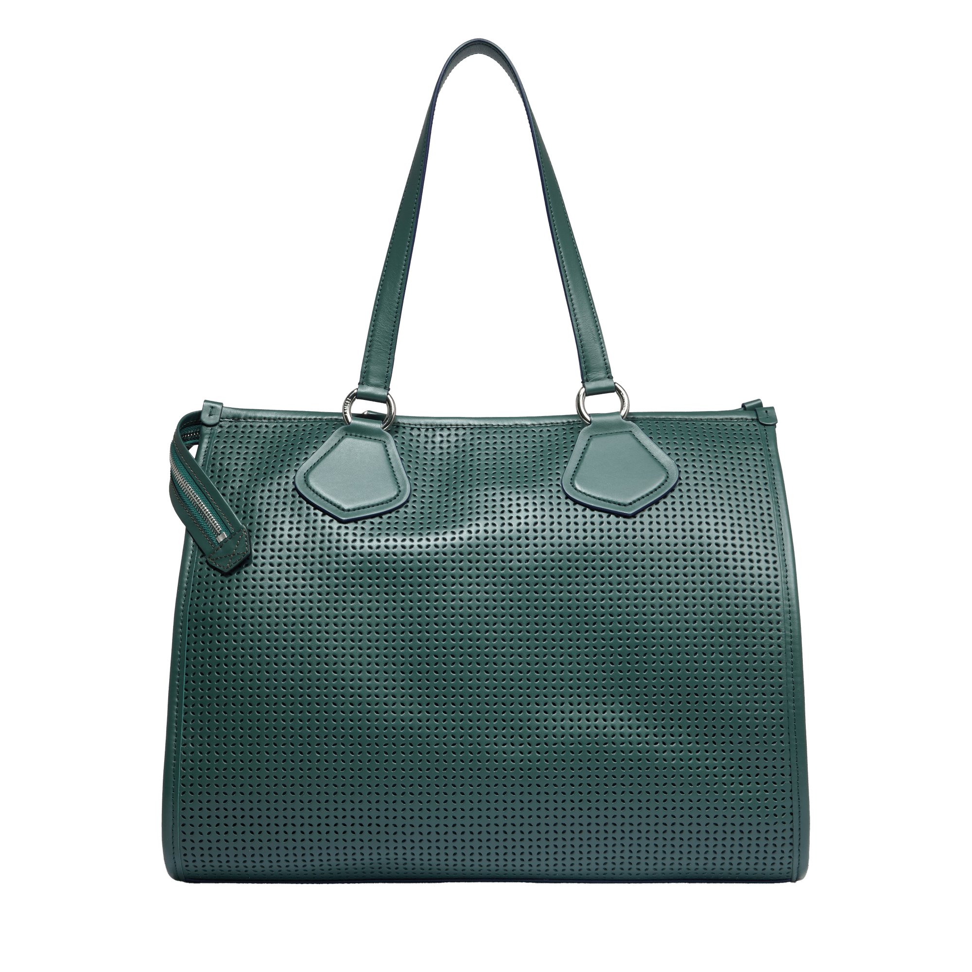 Sac cabas zippé Lancel tote L en cuir lisse - Vert Imprial