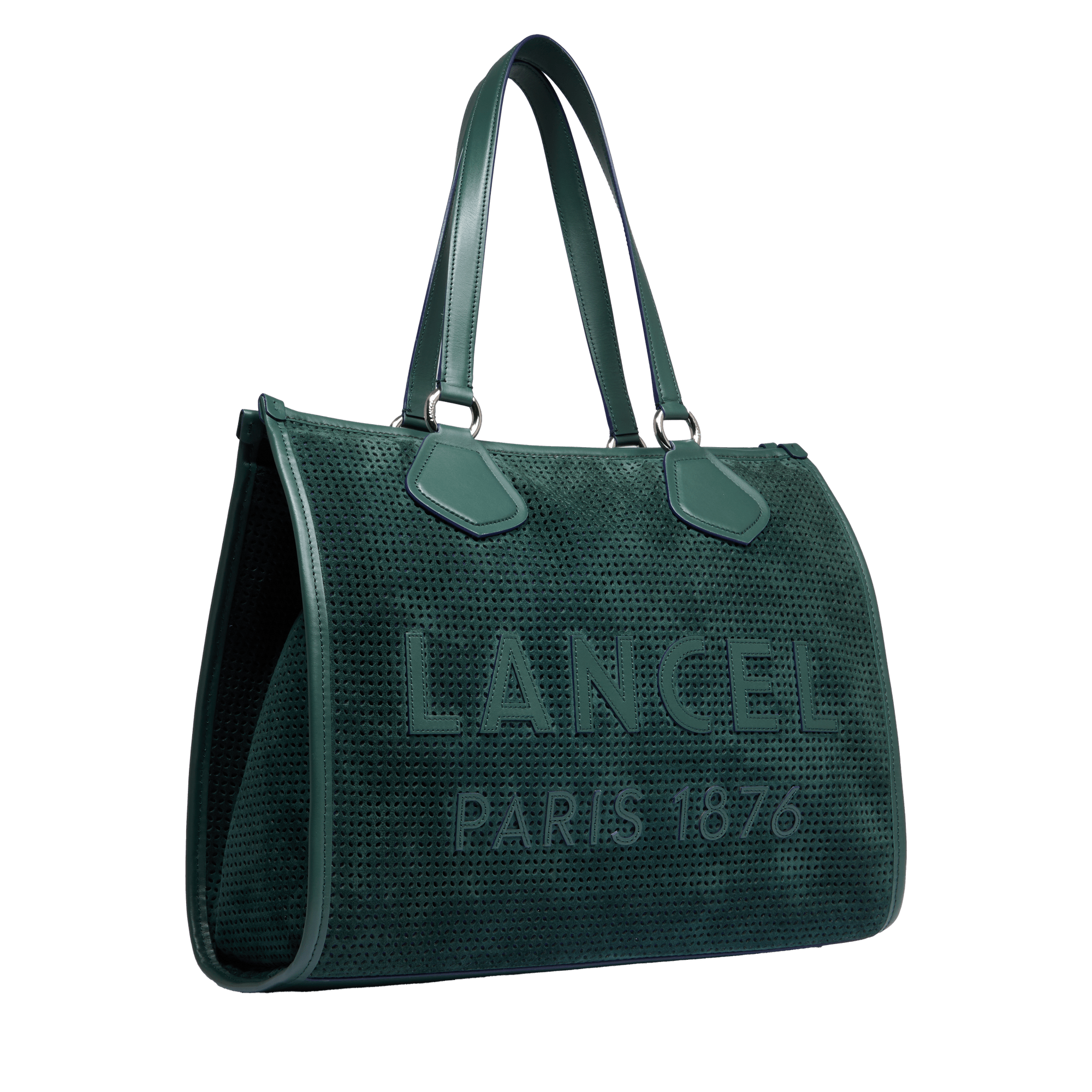 Sac cabas zippé Lancel tote L en cuir lisse - Vert Imprial