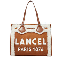 Sac cabas zippé L en cuir - Chataigne