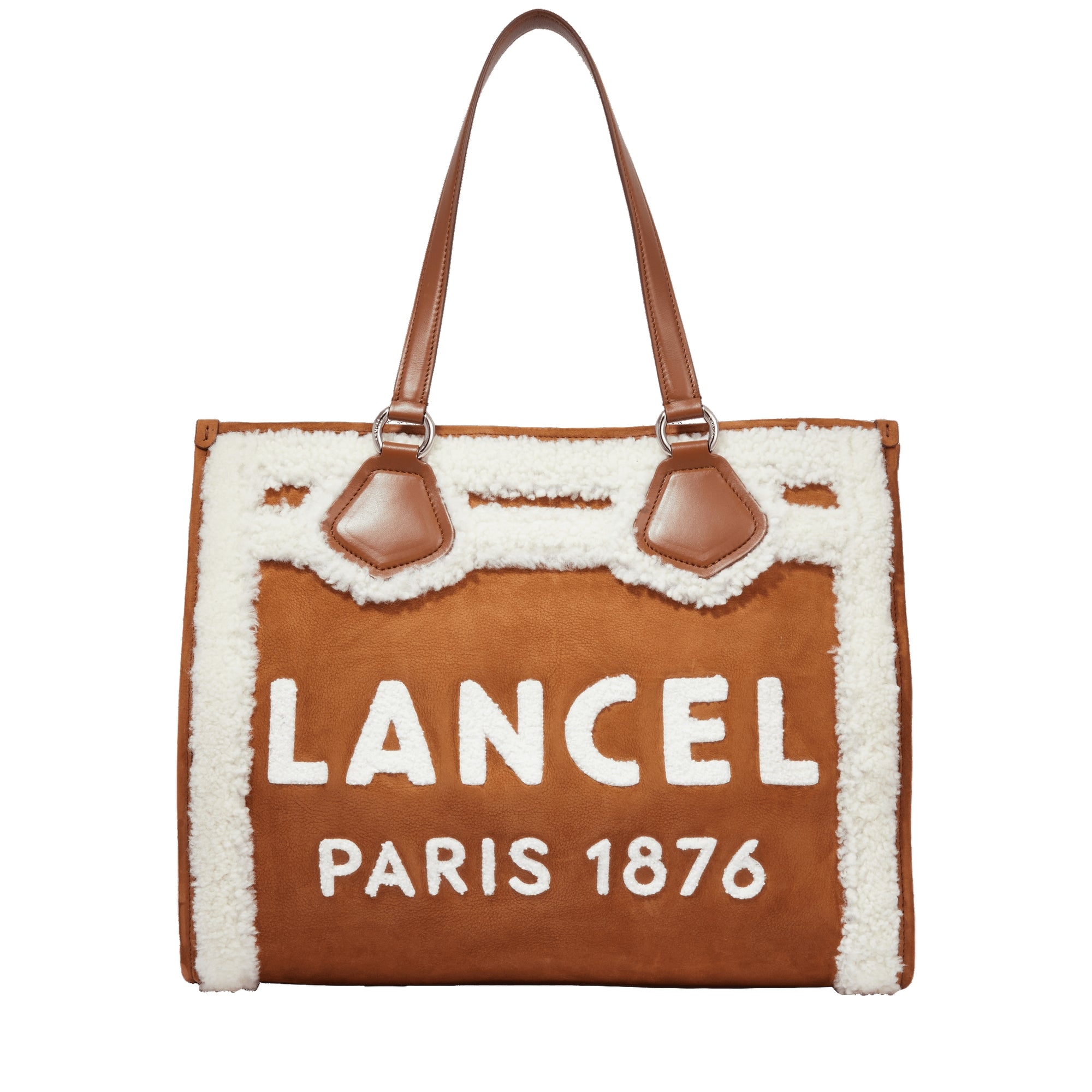 Sac cabas zippé L en cuir - Chataigne