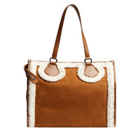 Sac cabas zippé L en cuir - Chataigne
