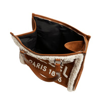 Sac cabas zippé L en cuir - Chataigne