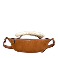 Sac porté croisé zippé S Origami en cuir - Chataigne