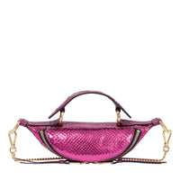 Mini sac porté croisé zippé Origami en python - Fuchsia