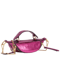 Mini sac porté croisé zippé Origami en python - Fuchsia