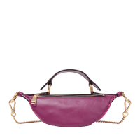Mini sac porté croisé zippé Origami en python - Fuchsia