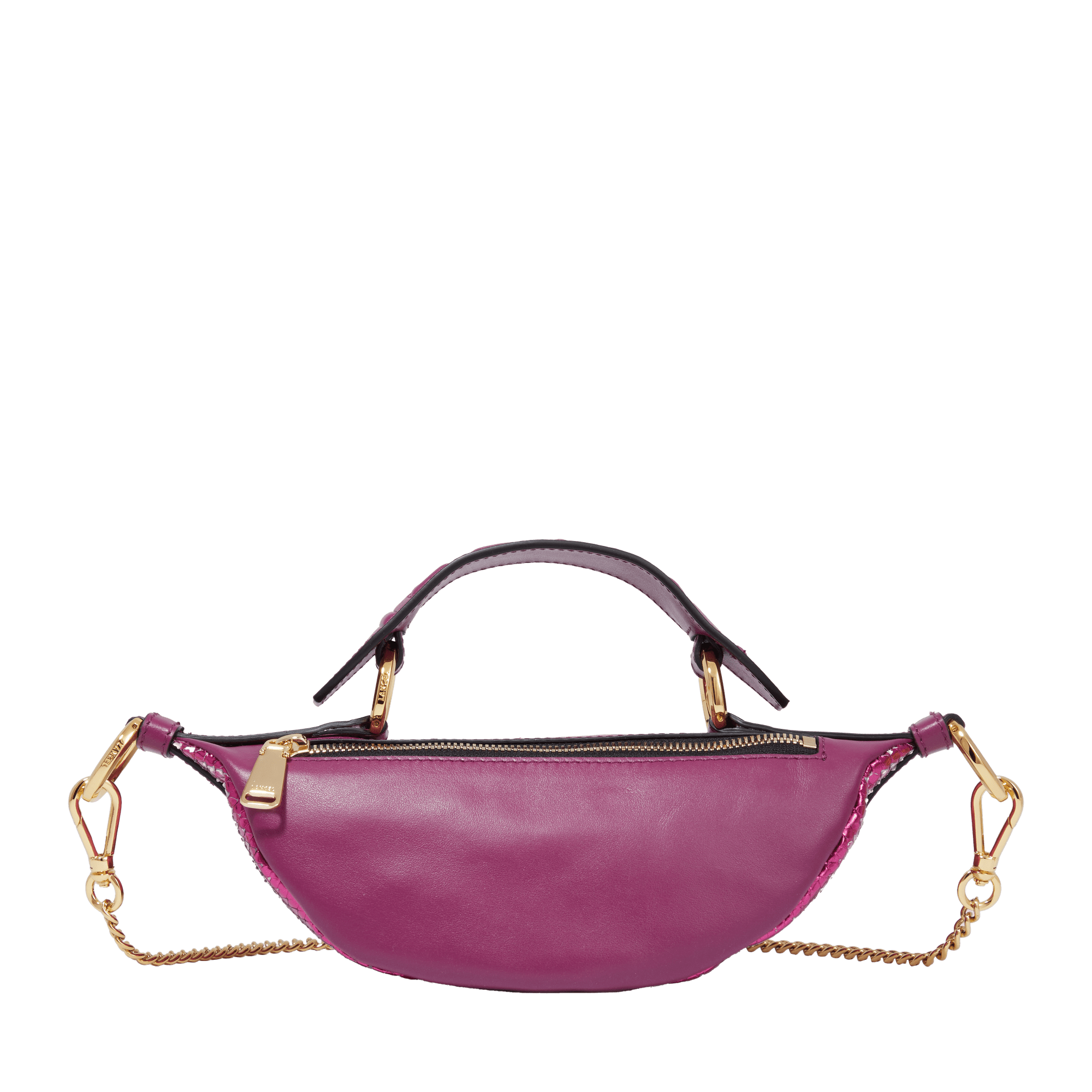 Mini sac porté croisé zippé Origami en python - Fuchsia