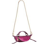 Mini sac porté croisé zippé Origami en python - Fuchsia