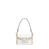 Mini sac rabat Angèle en cuir lisse - Neige