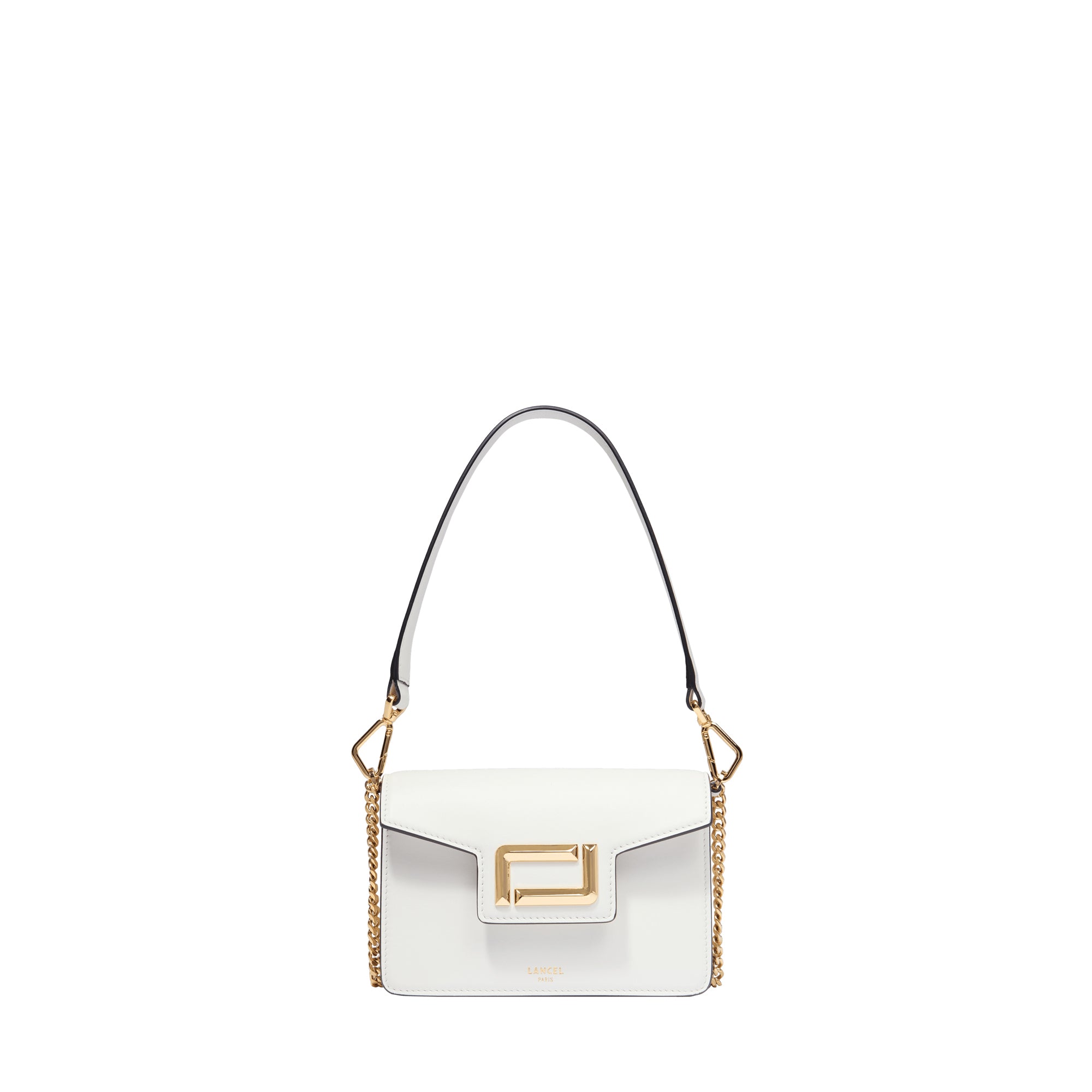 Mini sac rabat Angèle en cuir lisse - Neige