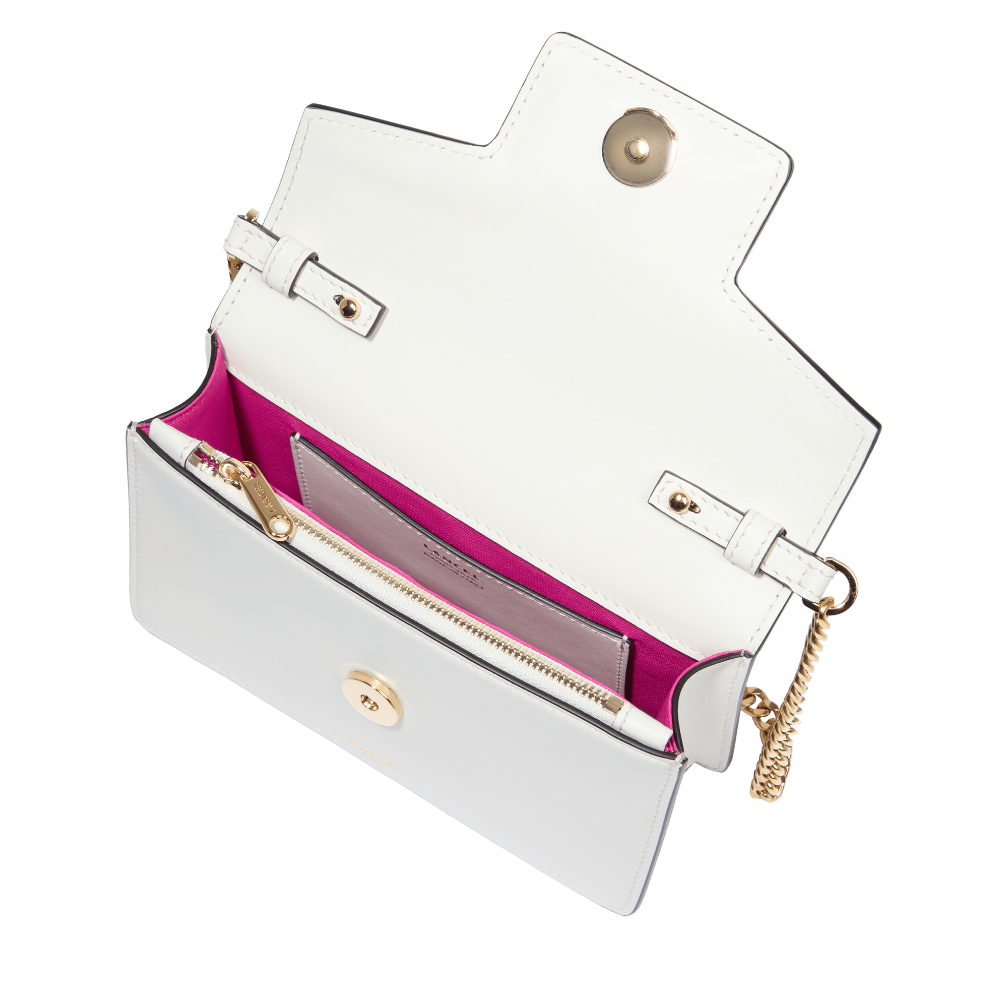 Mini sac rabat Angèle en cuir lisse - Neige