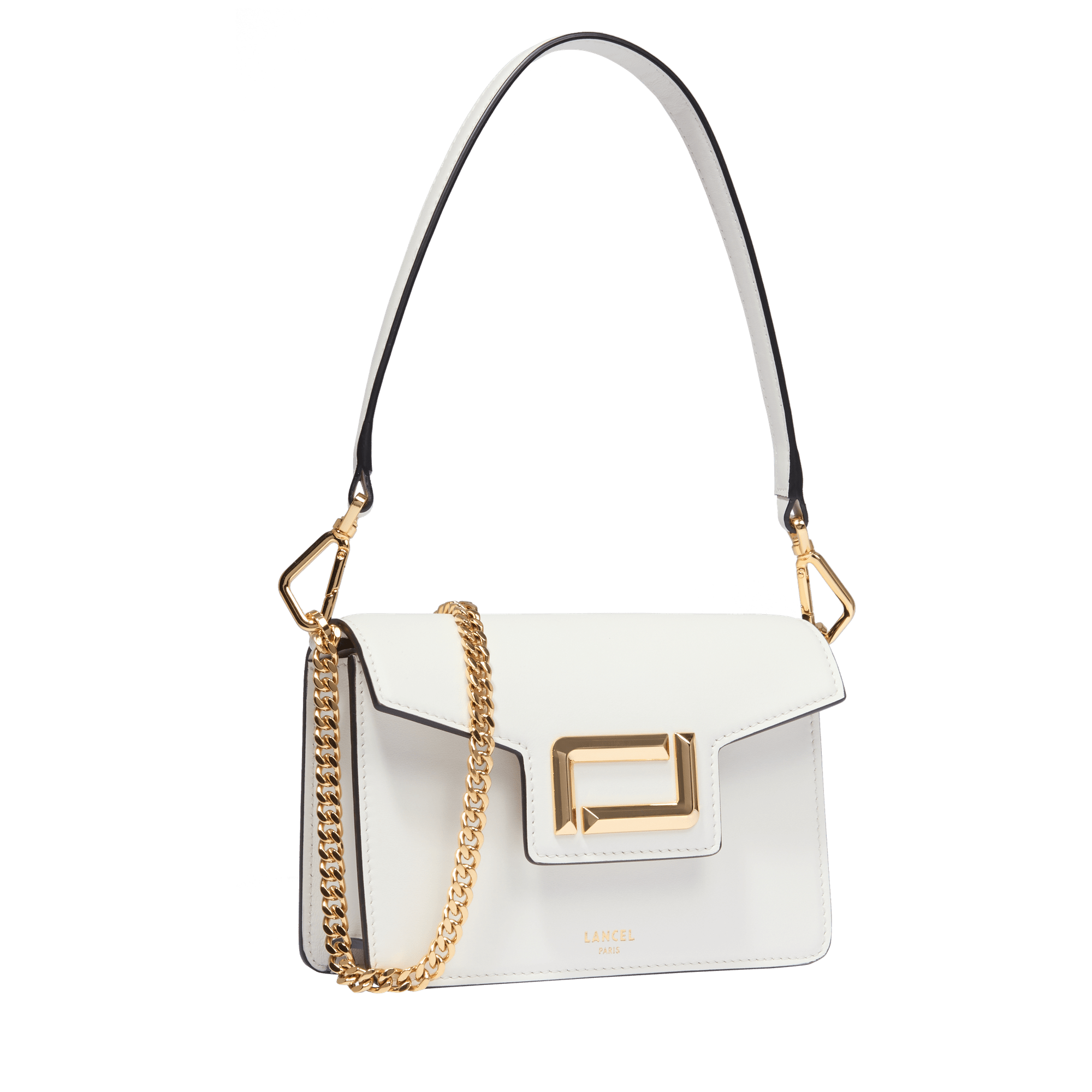 Mini sac rabat Angèle en cuir lisse - Neige