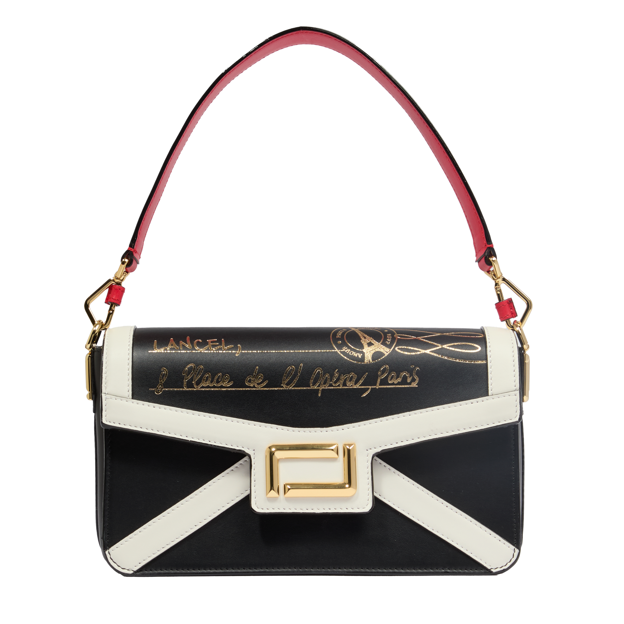 Sac rabat Angèle M en cuir lisse - Multico Noir