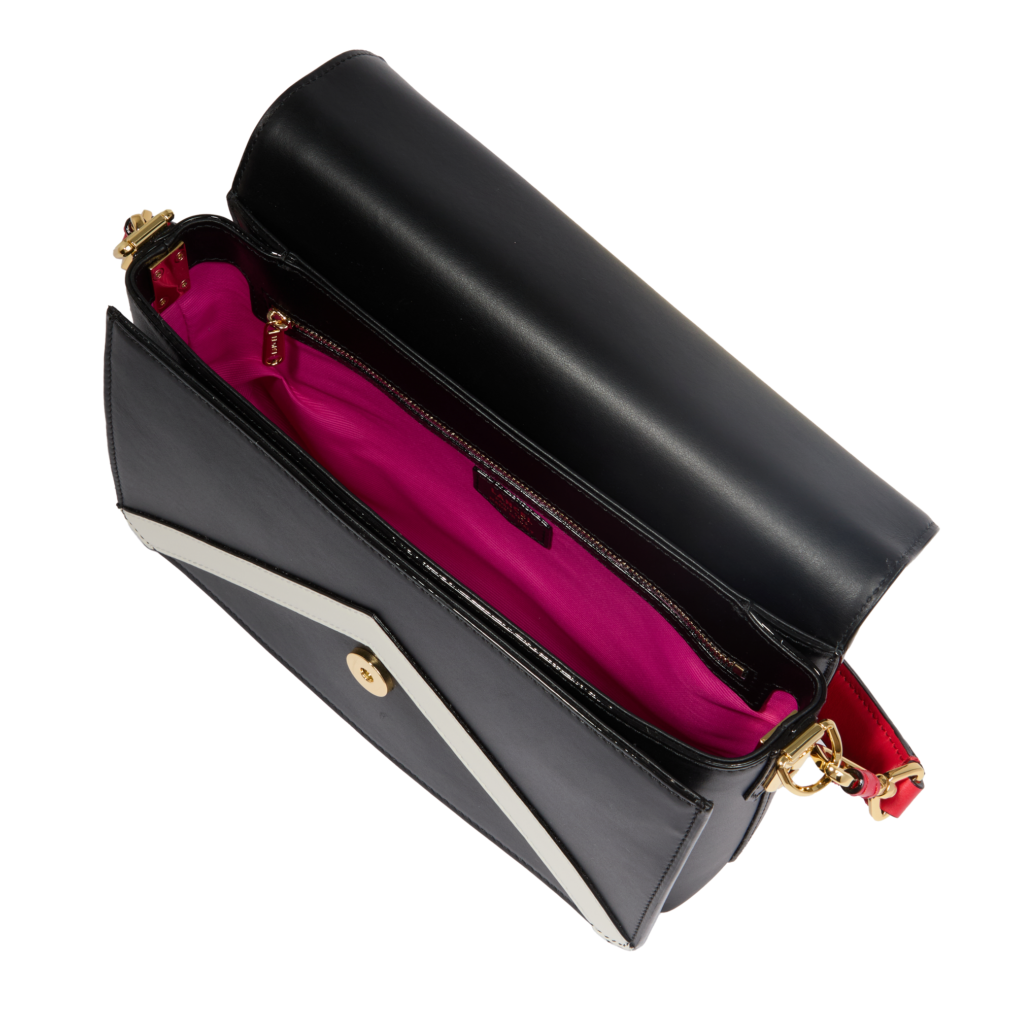 Sac rabat Angèle M en cuir lisse - Multico Noir