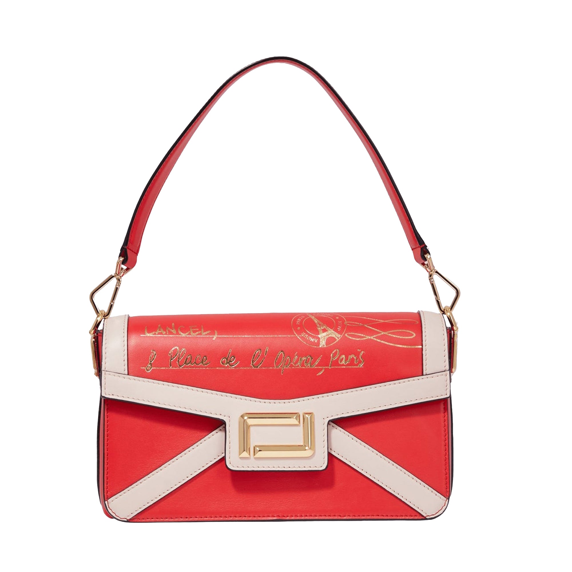 Sac rabat M Angele en cuir - Multicolore Rouge Baiser