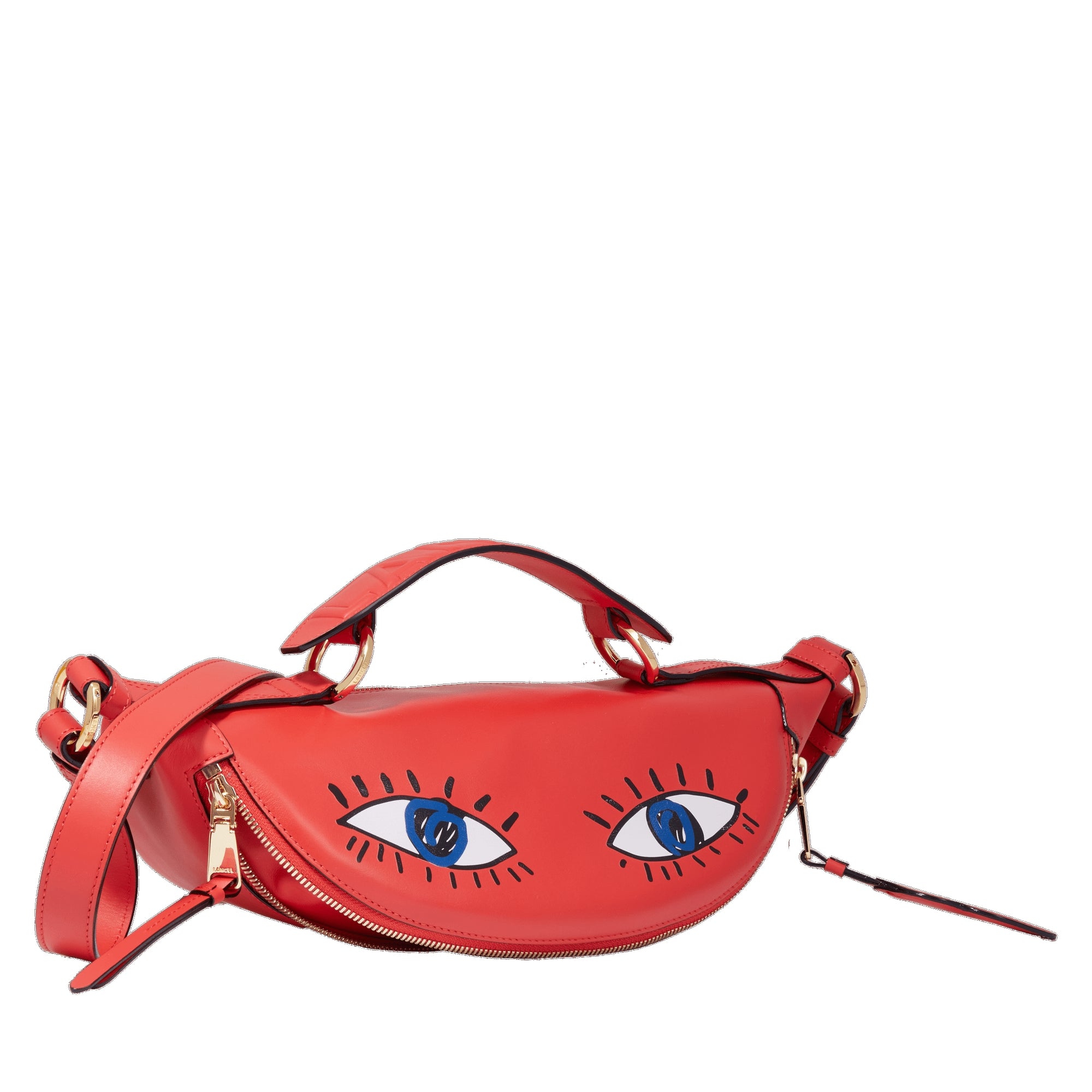Sac porté croisé zippé S Origami en cuir - Multicolore Tomate