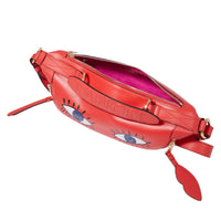 Sac porté croisé zippé S Origami en cuir - Multicolore Tomate