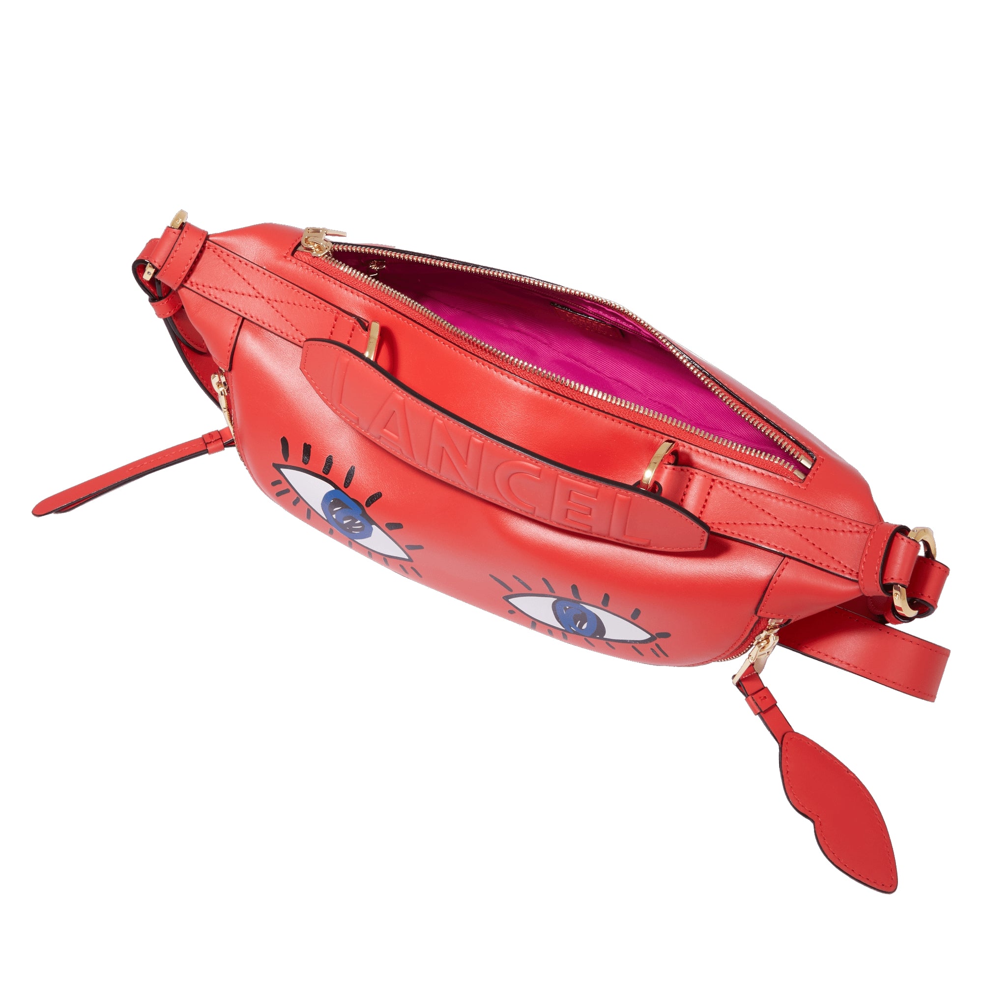 Sac porté croisé zippé S Origami en cuir - Multicolore Tomate