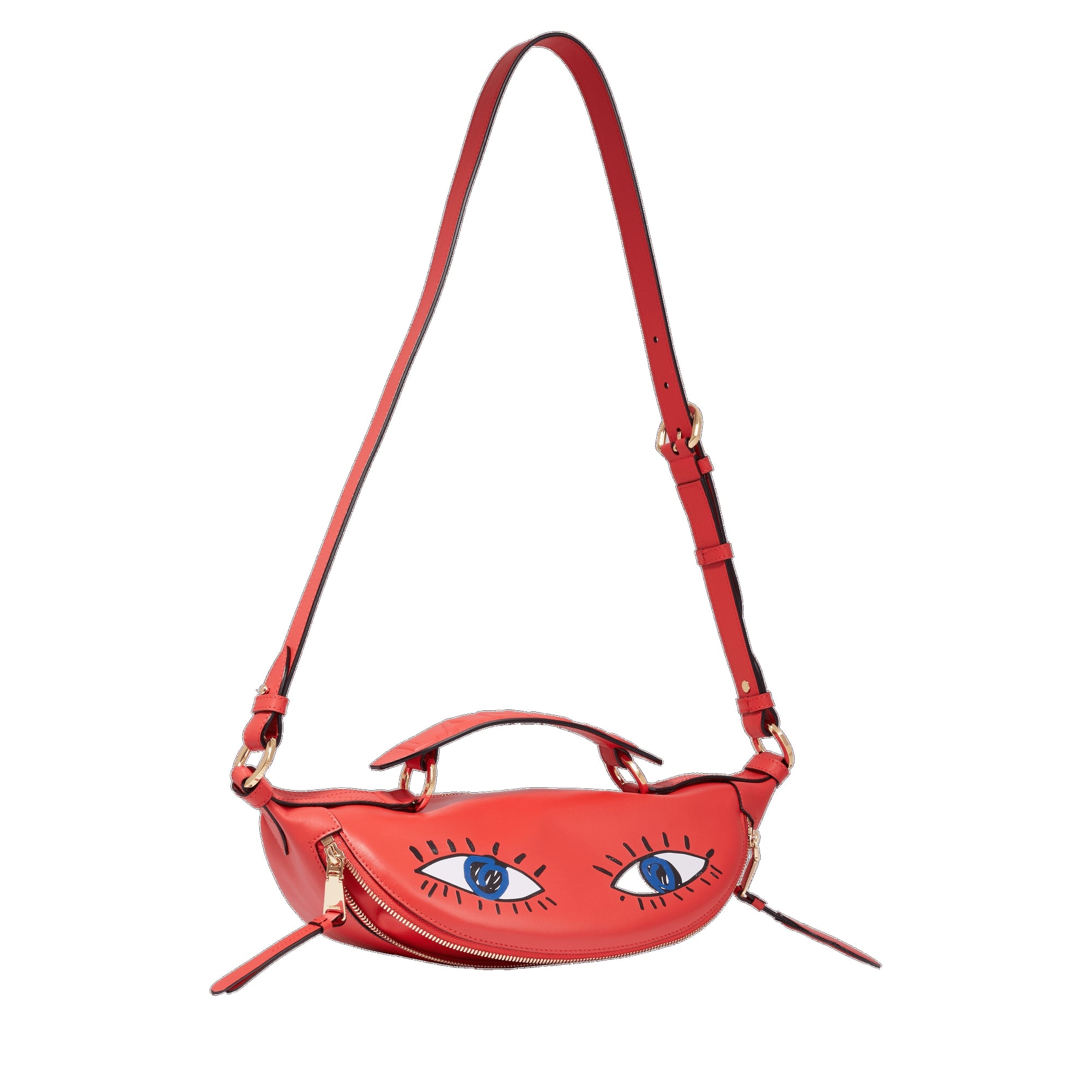 Sac porté croisé zippé S Origami en cuir - Multicolore Tomate