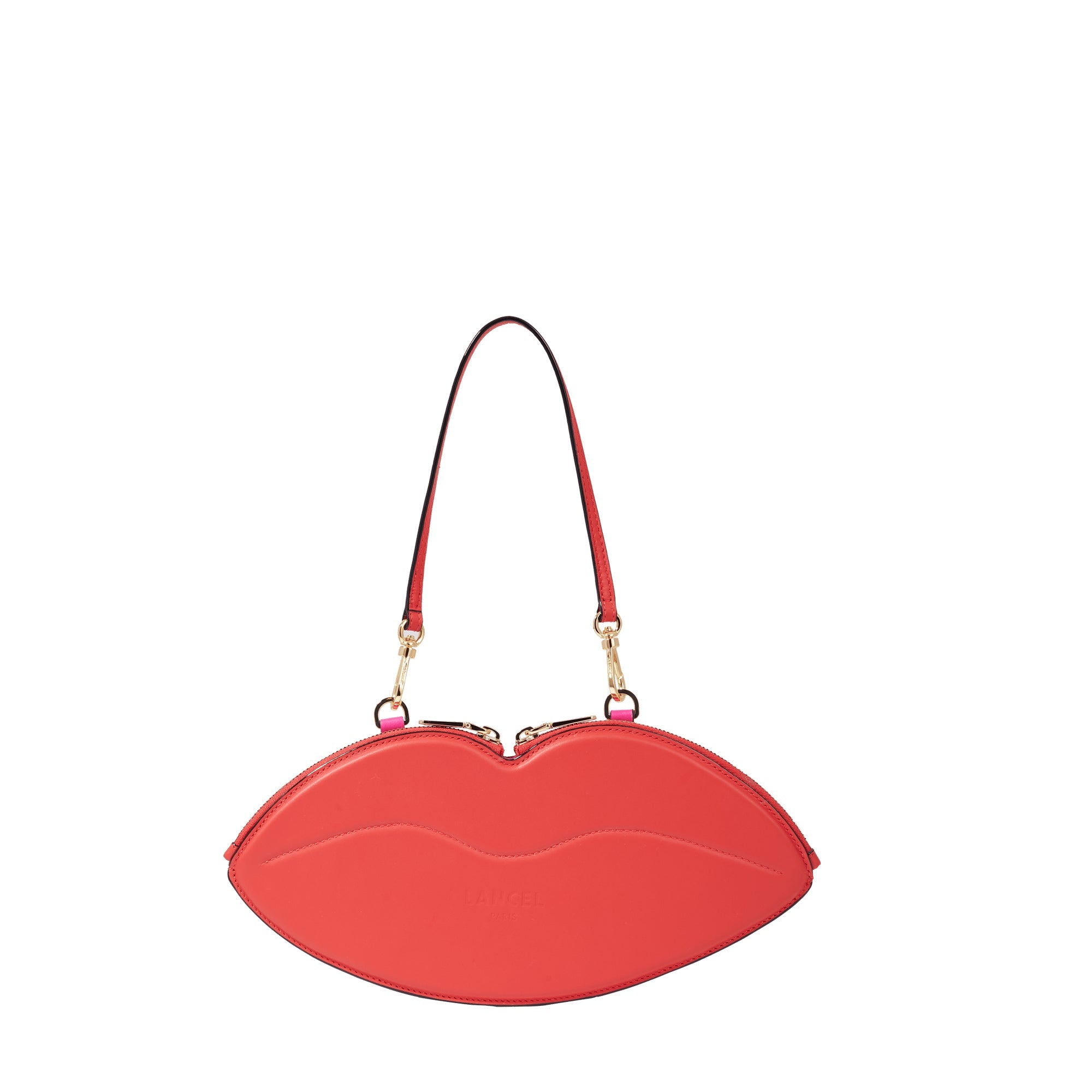 Sac pochette Origami en cuir lisse - Tomate