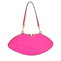 Sac pochette Origami en cuir lisse - Tomate