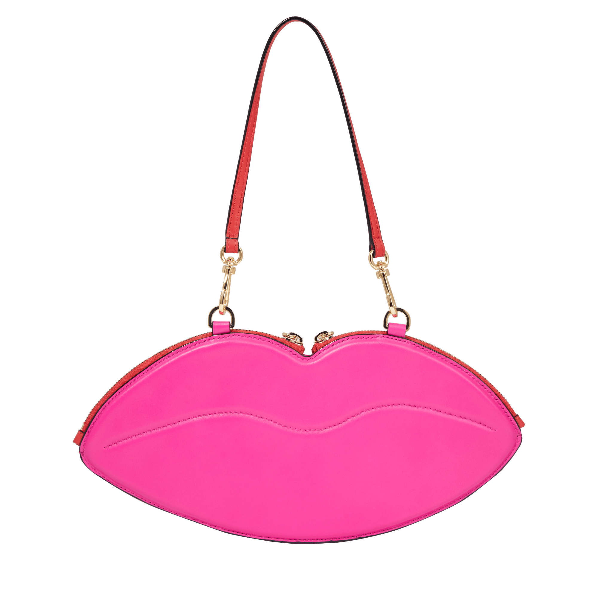 Sac pochette Origami en cuir lisse - Tomate