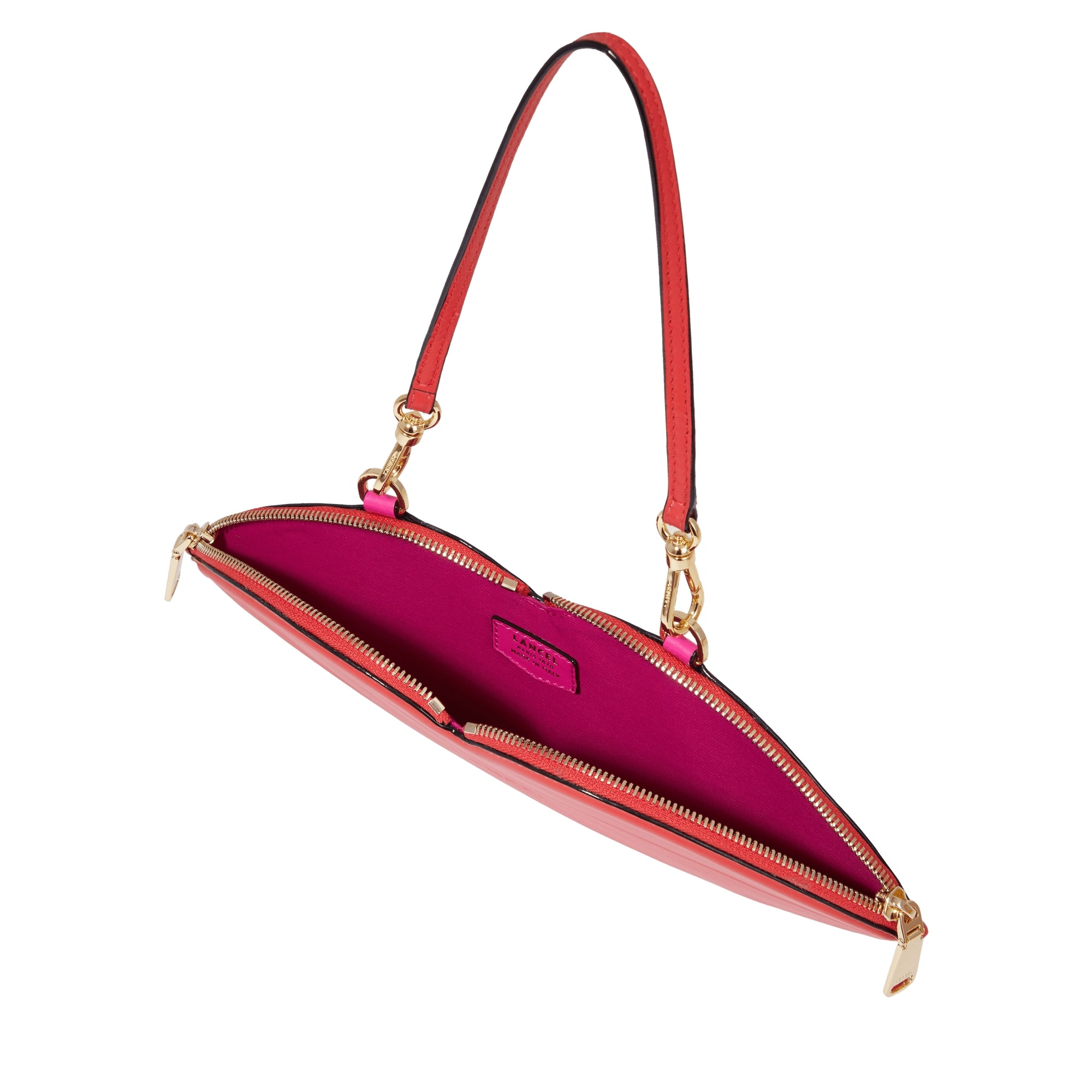 Pochette Origami en cuir lisse - Tomate