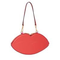 Sac pochette Origami en cuir lisse - Tomate