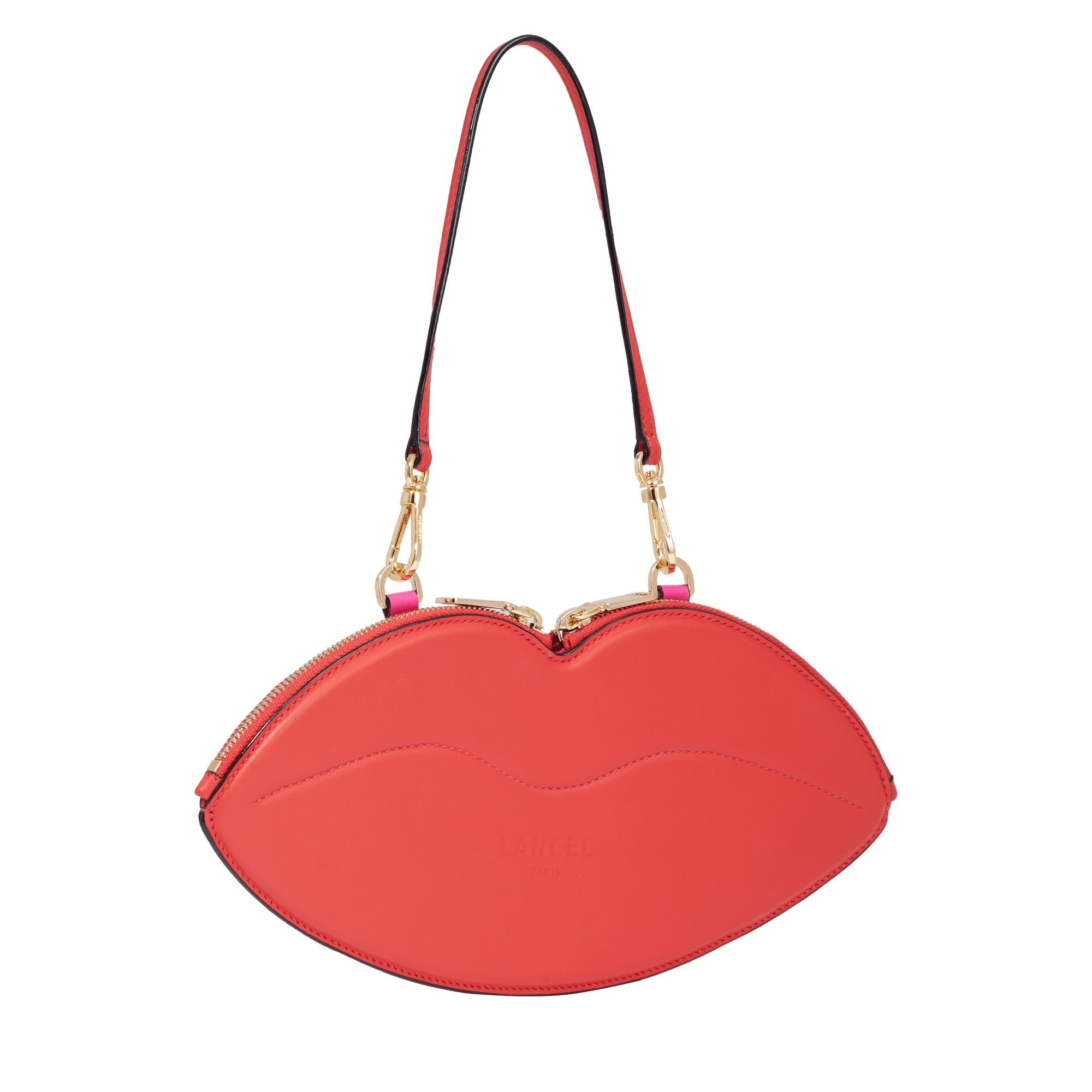 Sac pochette Origami en cuir lisse - Tomate