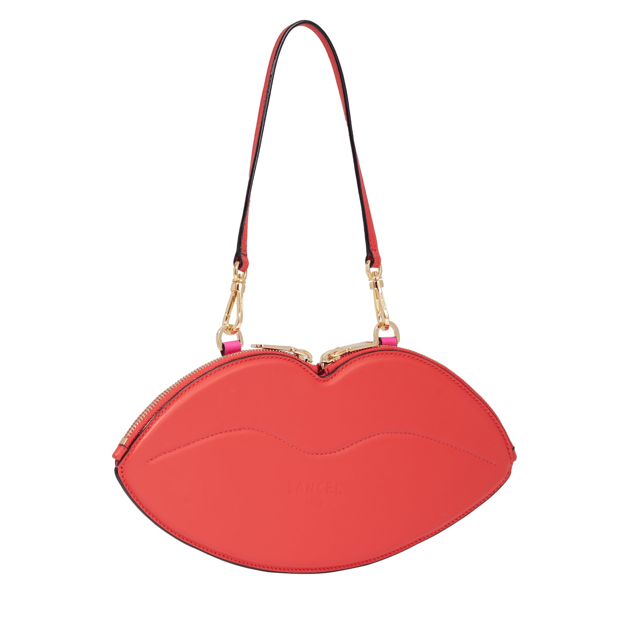 Pochette Origami en cuir lisse - Tomate
