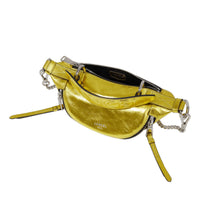 Mini sac porté croisé zippé Origami en cuir - Doré