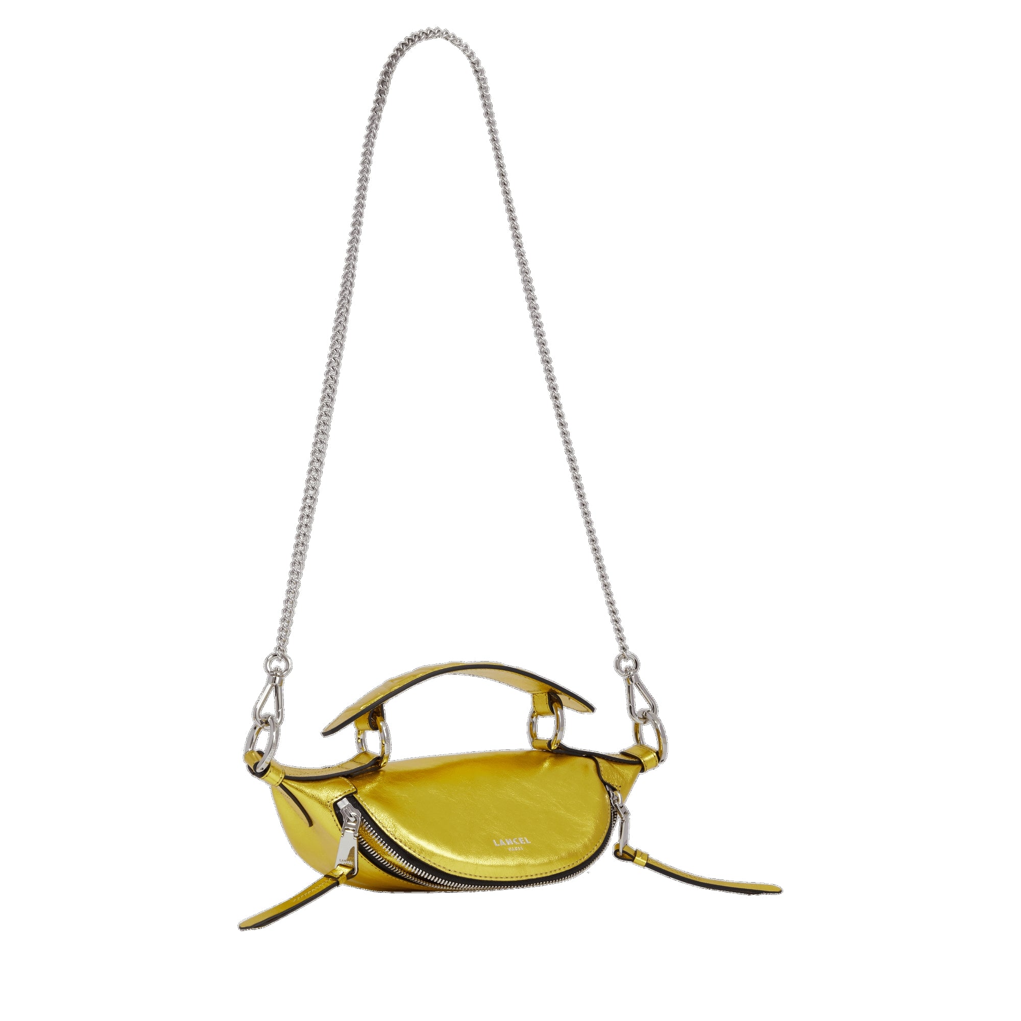 Mini sac porté croisé zippé Origami en cuir - Doré