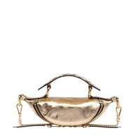 Mini sac porté croisé zippé Origami en cuir - Doré