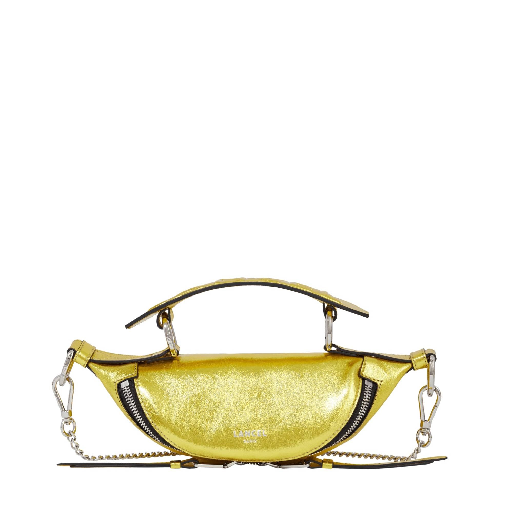 Mini sac porté croisé zippé Origami en cuir - Doré