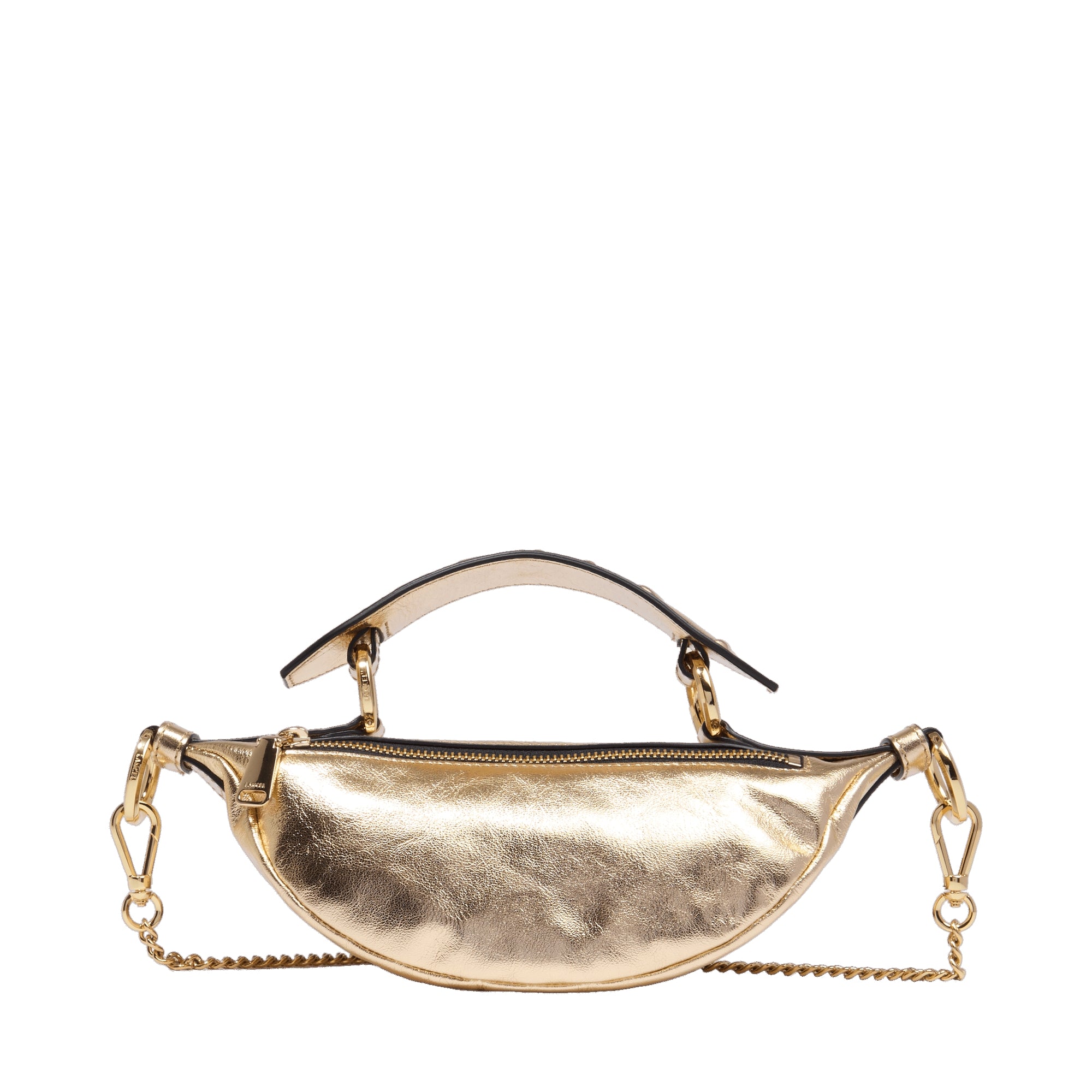 Mini sac porté croisé zippé Origami en cuir - Doré