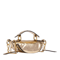 Mini sac porté croisé zippé Origami en cuir - Doré