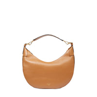 Sac hobo zippé Origami M en cuir lisse - Camel
