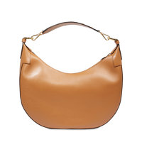Sac hobo zippé Origami M en cuir lisse - Camel