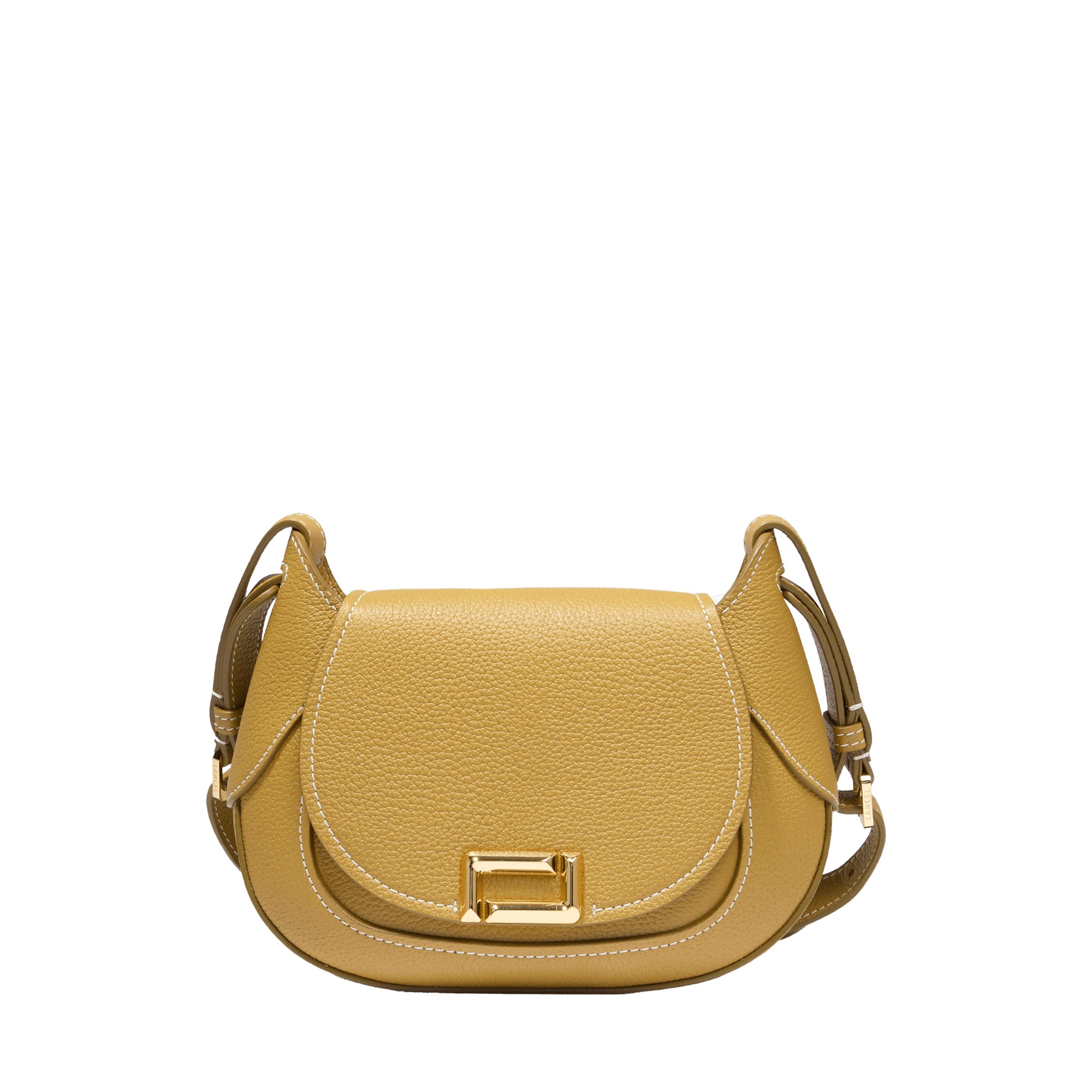 Sac besace Paulette M en cuir grainé - Moutarde
