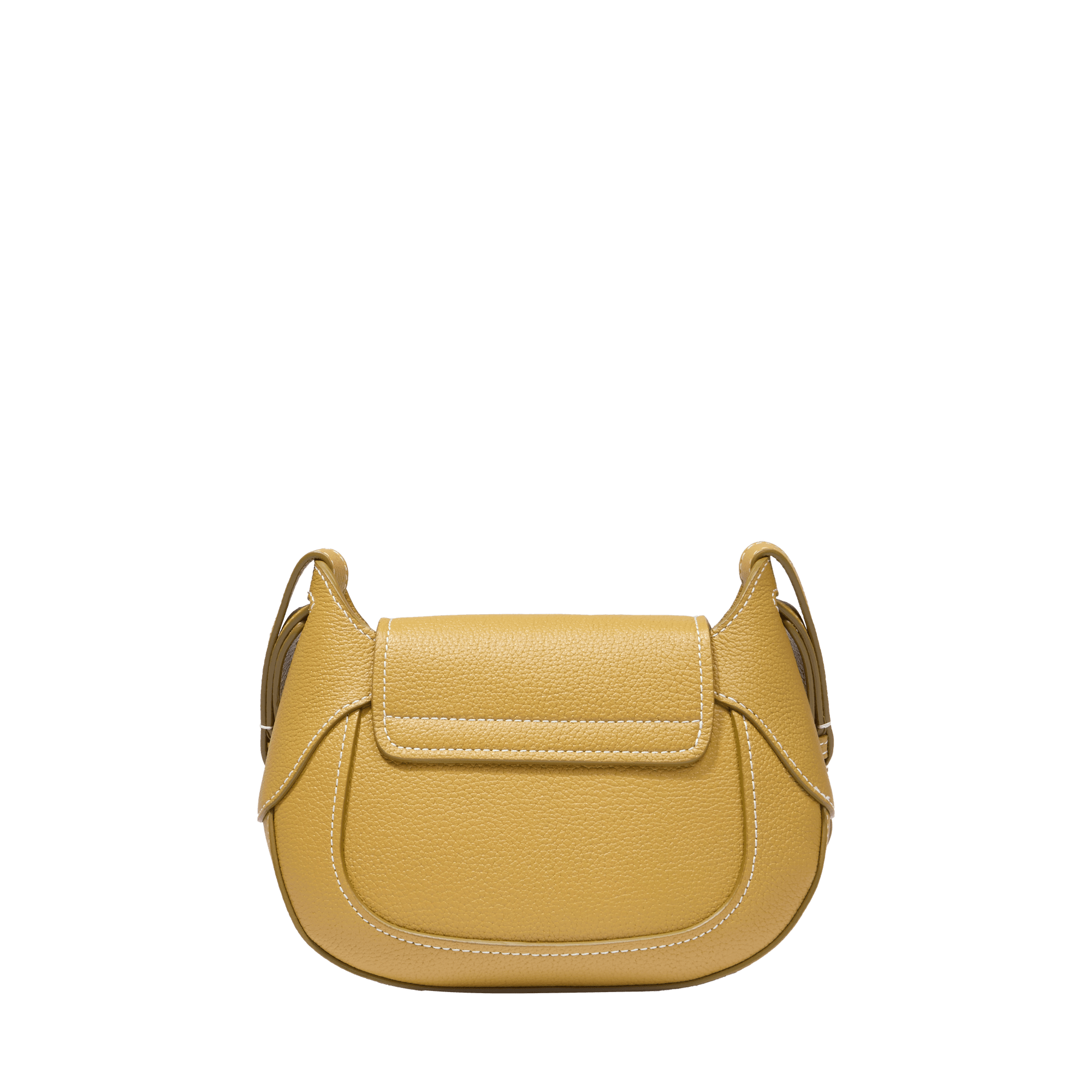 Sac besace Paulette M en cuir grainé - Moutarde