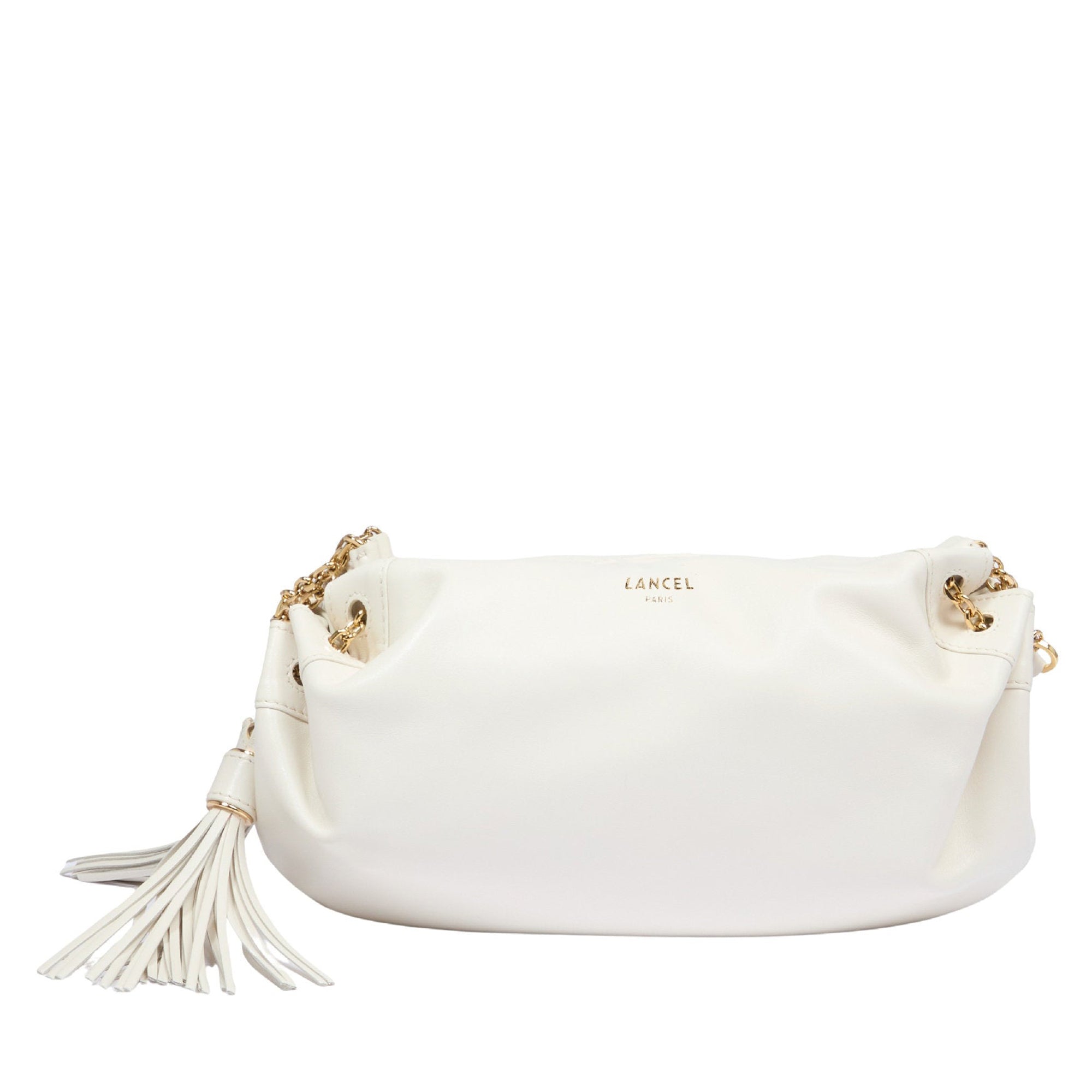 Sac porté croisé zippé Mabelle S en cuir lisse - Neige